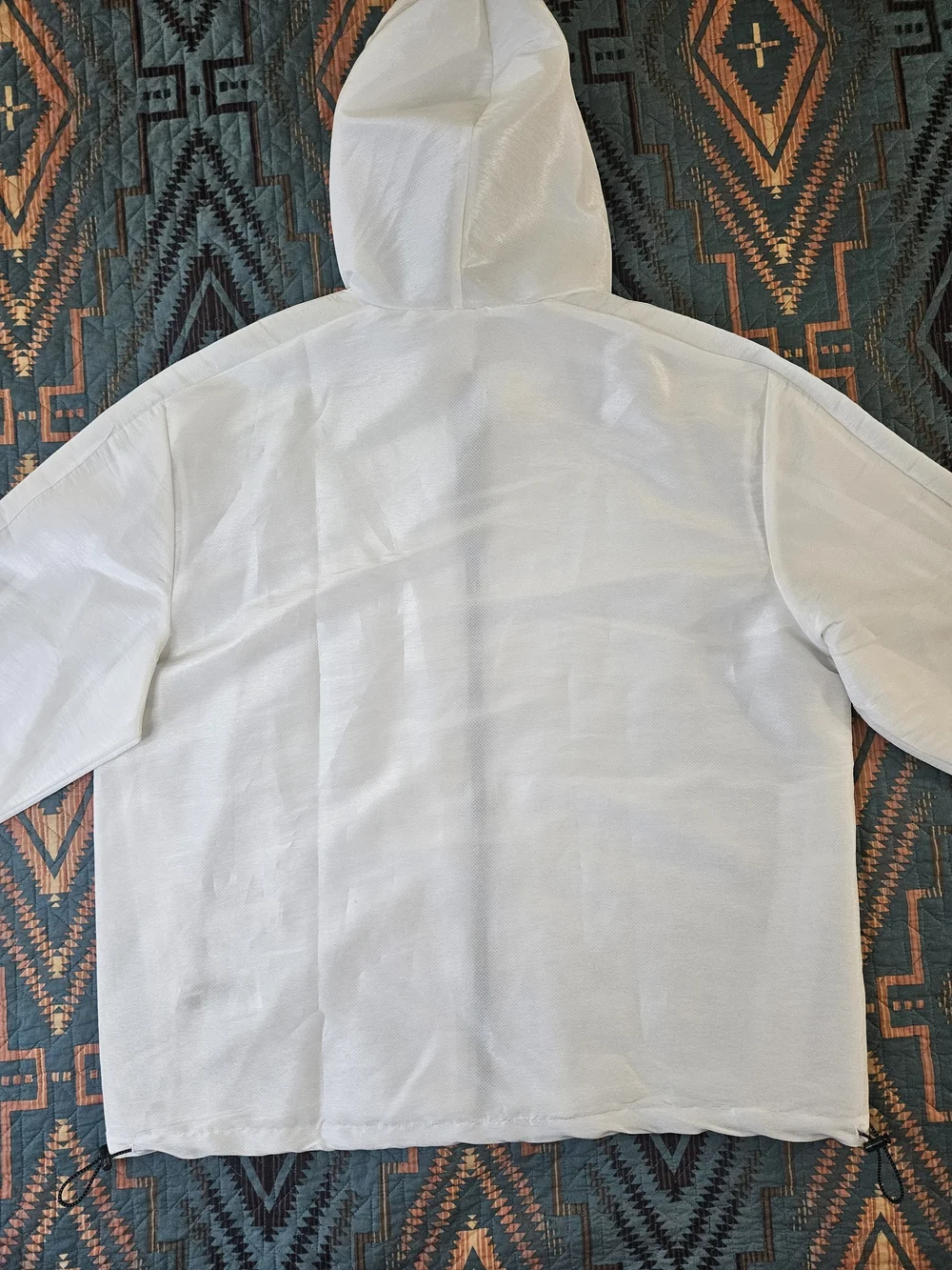 adidas White Hooded Windbreaker with White Mesh‎ Lining. #1362